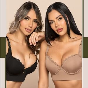 38D Stagmi Colombian Shaper Best Push Up Black Bra Lift Support High Back New!